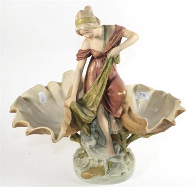 Lot 200 - A Royal Dux figural shell centrepiece (a.f.)