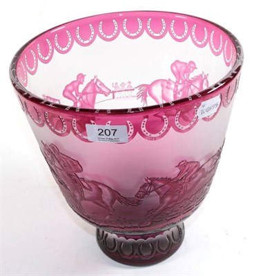 Lot 207 - A Royal Doulton 'Handicap Hurdle Haydock Park 1981' ruby glass trophy