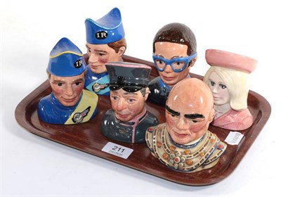 Lot 211 - A set of six Beswick Thunderbirds busts, all numbered '438'