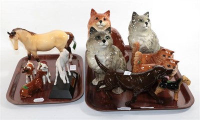 Lot 213 - A group of Beswick animal models including cats, horses and dogs