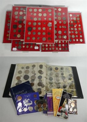 Lot 221 - A quantity of coins in 8 Lindner slide trays comprising, Victorian and later silver, and base metal