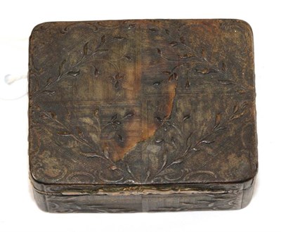 Lot 228 - A late 18th/early 19th century gilt metal mounted pressed tortoiseshell hinged box with foliate and