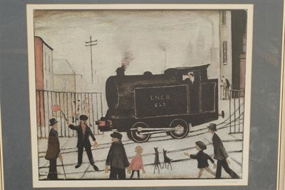 Lot 750 - After Laurence Stephen Lowry RA (1887-1976) "Level Crossing with Train" Signed in pencil, from...