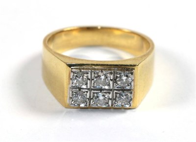 Lot 254 - A two row diamond ring, stamped '750', finger size S1/2