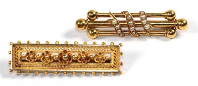 Lot 268 - Two bar brooches, unmarked, both 4.5cm long