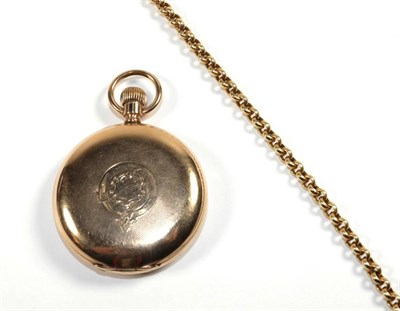 Lot 290 - A 9 carat gold necklace, length 61.5cm; together with a gold plated Waltham full hunter pocket...