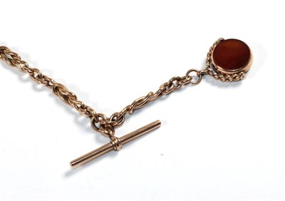 Lot 294 - A watch chain, each link stamped '9' '.375', with attached 9 carat gold swivel fob