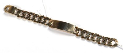 Lot 297 - A 9 carat curb link identity bracelet with blank name tag, length 21.5cm