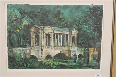 Lot 758 - John Piper LG, CH (1903-1992) "Palladian Bridge at Stowe" Signed in ink, inscribed "out of series"