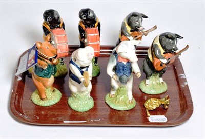 Lot 332 - Seven Beswick Pig Band models, including some duplicates