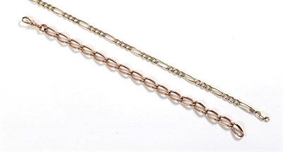 Lot 354 - A curb link bracelet, each link stamped '9' '375', length 21cm; and a necklace with the clasp...