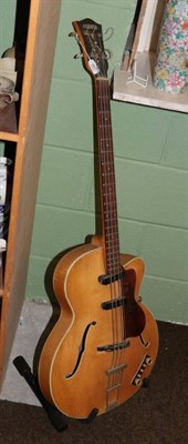 Lot 367 - Hofner electro-acoustic bass guitar label reads 'Hofner Foreign No.436 Model Basse 500/5', tortoise