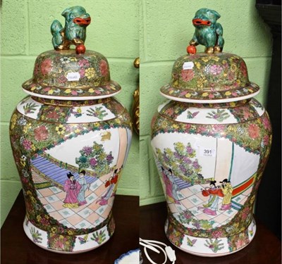 Lot 391 - A pair of Chinese vases, modern