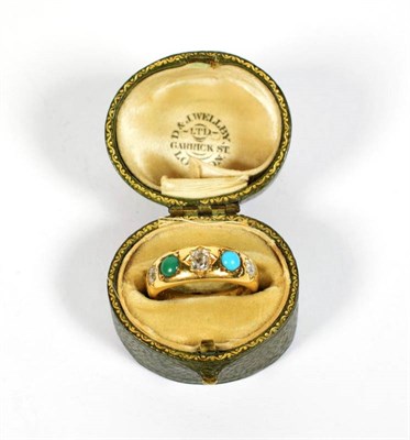 Lot 405 - An Edwardian turquoise and diamond ring, stamped '18', inscribed to the inside 'A G...