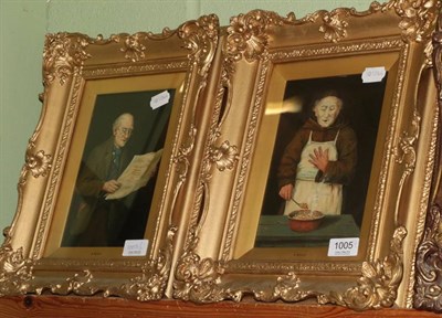 Lot 1005 - A Scott, a pair of portraits, monk cooking and gentleman reading, oils on board
