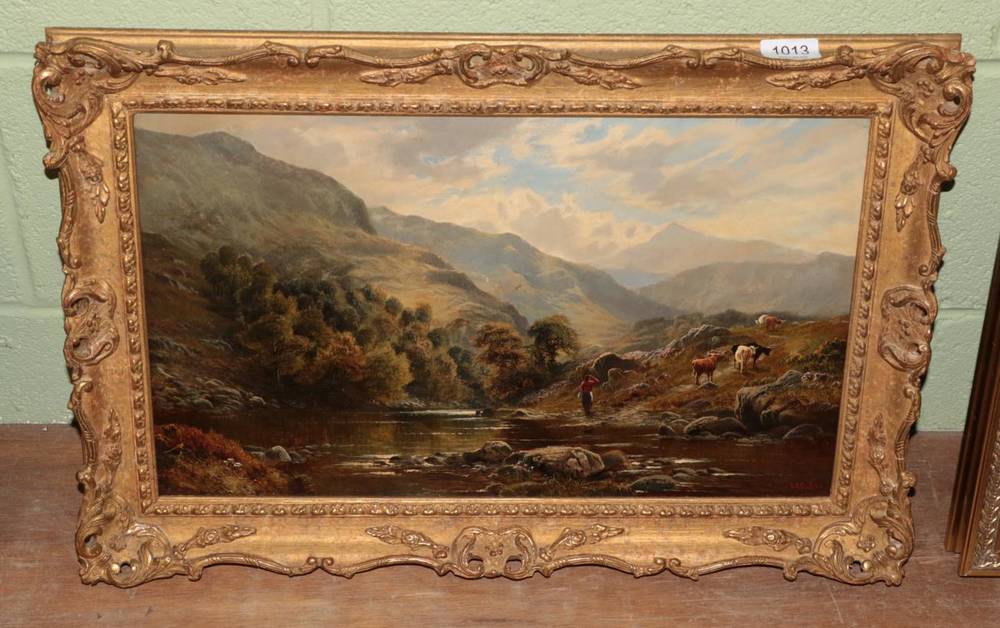 Lot 1013 - British School (19th century), Mountainous landscape with cows and cow herd, monogrammed AAC...