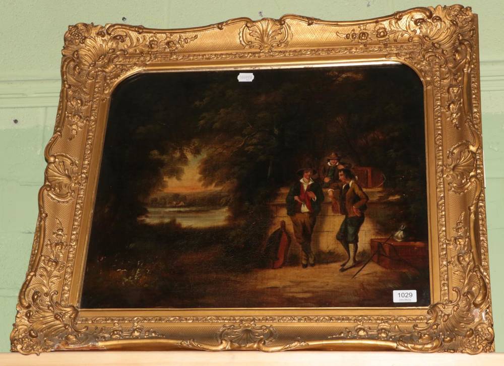 Lot 1029 - British School (19th century) A traveller's picnic, oil on canvas, 50cm by 60cm