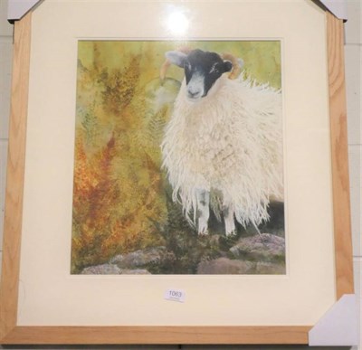 Lot 1063 - A Sheep amongst ferns, gouache and watercolour, indistinctly signed