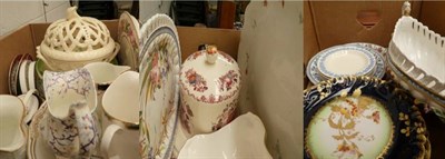 Lot 1070 - Three boxes of ceramics including Masons cheese dome and stand; French dessert plates; Minton dish