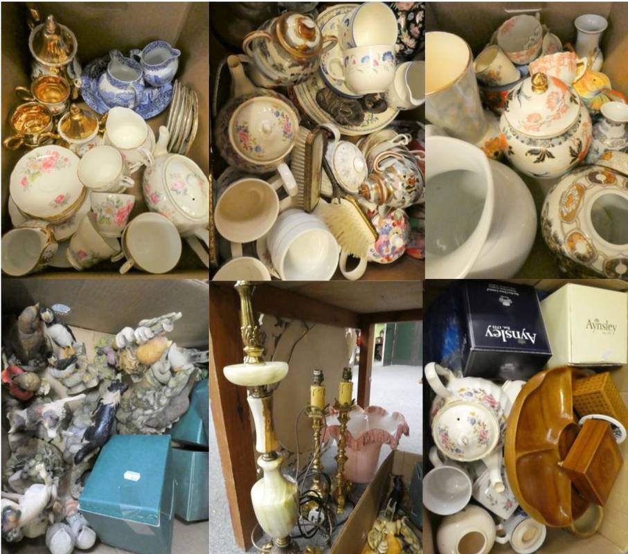 Lot 1083 - A quantity of mixed ceramics including part tea sets, plates, blue and white wares, jugs and...