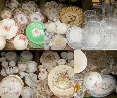 Lot 1088 - Seven boxes of household ceramics and glass including decanters, vases, Shelly Birds of...