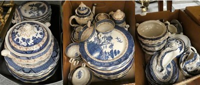 Lot 1093 - A part Booths 'Old Willow' Pattern dinner service (three boxes)