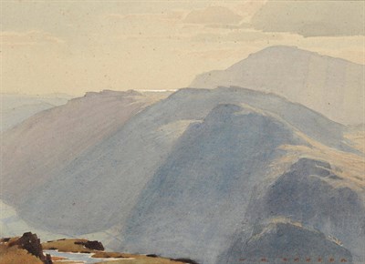 Lot 777 - William Heaton Cooper (1903-1995) Lakeland Landscape with Mountains  Signed, pencil and watercolour