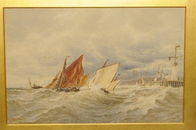 Lot 778 - Thomas Bush Hardy RBA (1842-1897) "Fishing Boats being towed out of Boulogne" Signed and...