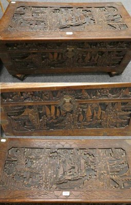 Lot 1131 - A carved camphor wood chest
