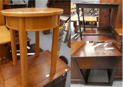 Lot 1141 - A modern single drawer side table; an oak rectangular form side table and a modern occasional table