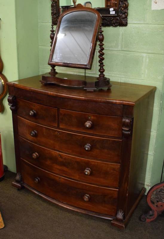 Lot 1182 - A Victorian mahogany chest of drawers and a toilet mirror