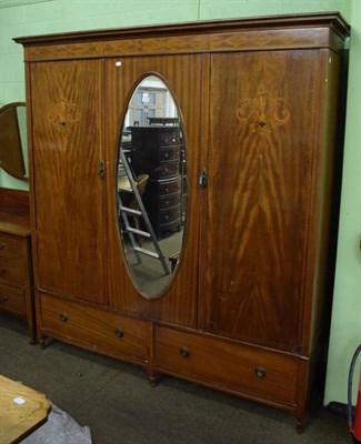 Lot 1184 - A mahogany inlaid double door wardrobe