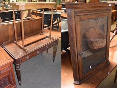 Lot 1192 - A Victorian two drawer side table; a rectangular form occasional table; and a glazed oak corner...