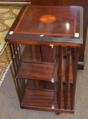 Lot 1228 - An Edwardian style mahogany inlaid revolving bookcase