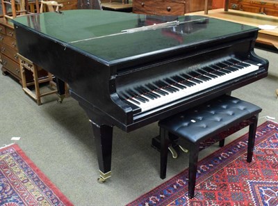 Lot 1236 - A Petrof 6'2'' ebonised grand piano, model no.55316, circa 1930`s, raised on square tapering...