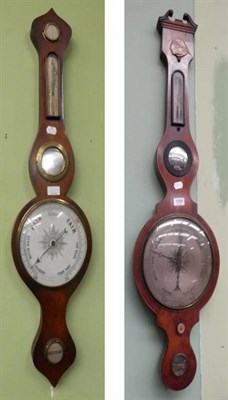 Lot 1258 - An early 19th century mahogany wheel barometer, spirit level dial signed Alexander Hexham; together