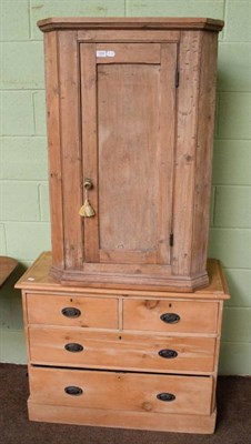 Lot 1262 - A 19th century pine corner cupboard and a pine three-height chest of drawers