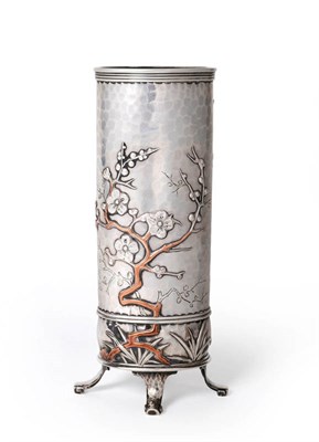 Lot 181 - An American Aesthetic Silver and Mixed Metal Vase, Whiting Mfg Co, New York, last quarter 19th...