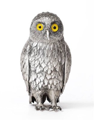 Lot 149 - A Continental Silver Model of An Owl, probably German, English import marks for Israel Freeman...