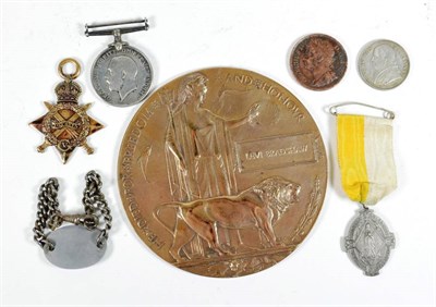 Lot 5 - A First World War Group of Medals to Levi Bradshaw, comprising 1914-15 Star and British War...