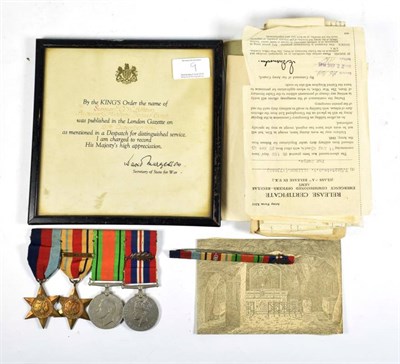 Lot 9 - A Second World War Group of Four Medals, awarded to 101259 (later 173188) Captain George...