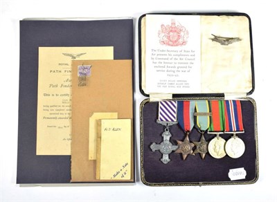 Lot 12 - A Second World War Group of Five Medals, in a leather case, comprising a copy Distinguished...