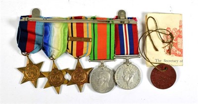 Lot 23 - A Second World War Royal Navy Group of Five Medals, awarded to DSSX 14229 P.O. J.D.Johnston,...