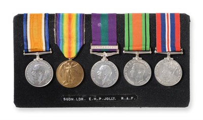 Lot 28 - A First/Second World War Group of Five Medals, awarded to LIEUT.E.H.P JOLLY R.A.F., comprising...