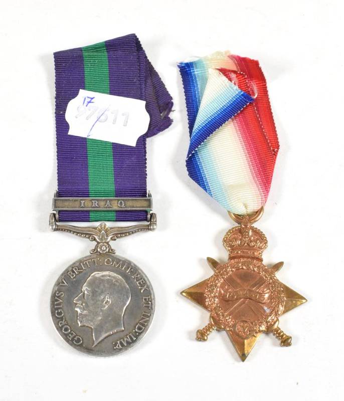 Lot 44 - A General Service Medal 1918-62, with clasp IRAQ, awarded to 298957 DVR.F.BAKER. R.A.; a...