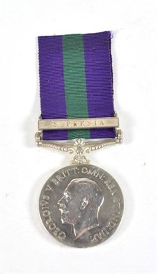 Lot 54 - A General Service Medal 1918-62,  with clasp S.PERSIA, awarded to LIEUT.I.ROOKE.