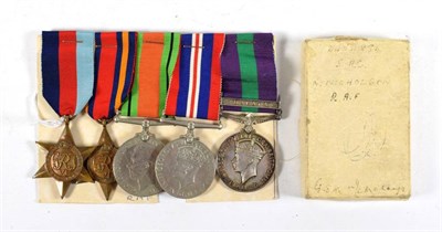 Lot 79 - A Second World War Group of Five Medals, awarded to 2484884 S.A.C. R.NICHOLSON RAF, comprising...
