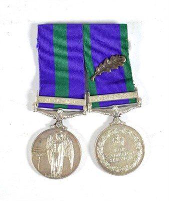 Lot 85 - A General Service Medal 1918-62, named to 21148352 RFN.KESRAM.THAPA. 6 G.R., with clasp MALAYA;...