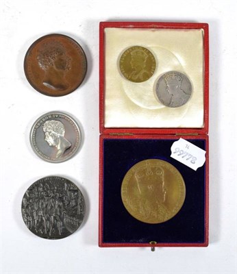 Lot 97 - Five Coronation Medals:- George IV in bronze and white metal; Edward VII and Alexandra Queen...