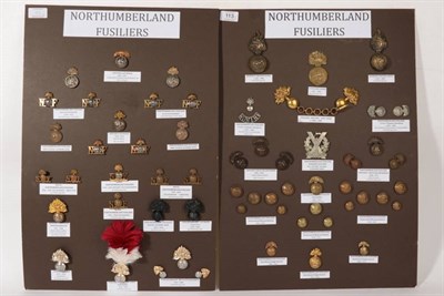 Lot 113 - The Northumberland Fusiliers:- an officer's gilt metal cape chain and a collection of fifty...